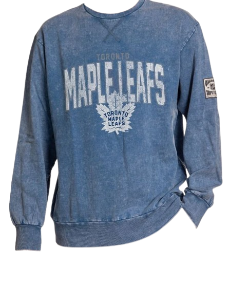 Calhoun NHL Toronto Maple Leafs Surf & Skate Unisex Acid Wash Ultra-Soft Crewneck Sweatshirt - Blue