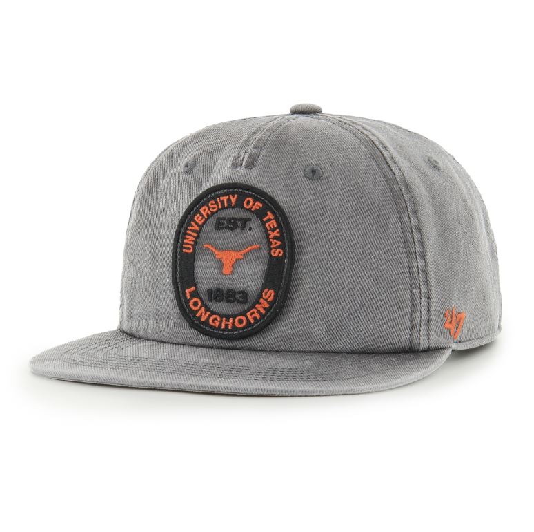 '47 NCAA Texas Longhorns Boot Path Captain RF Adjustable Snapback Hat - Grey