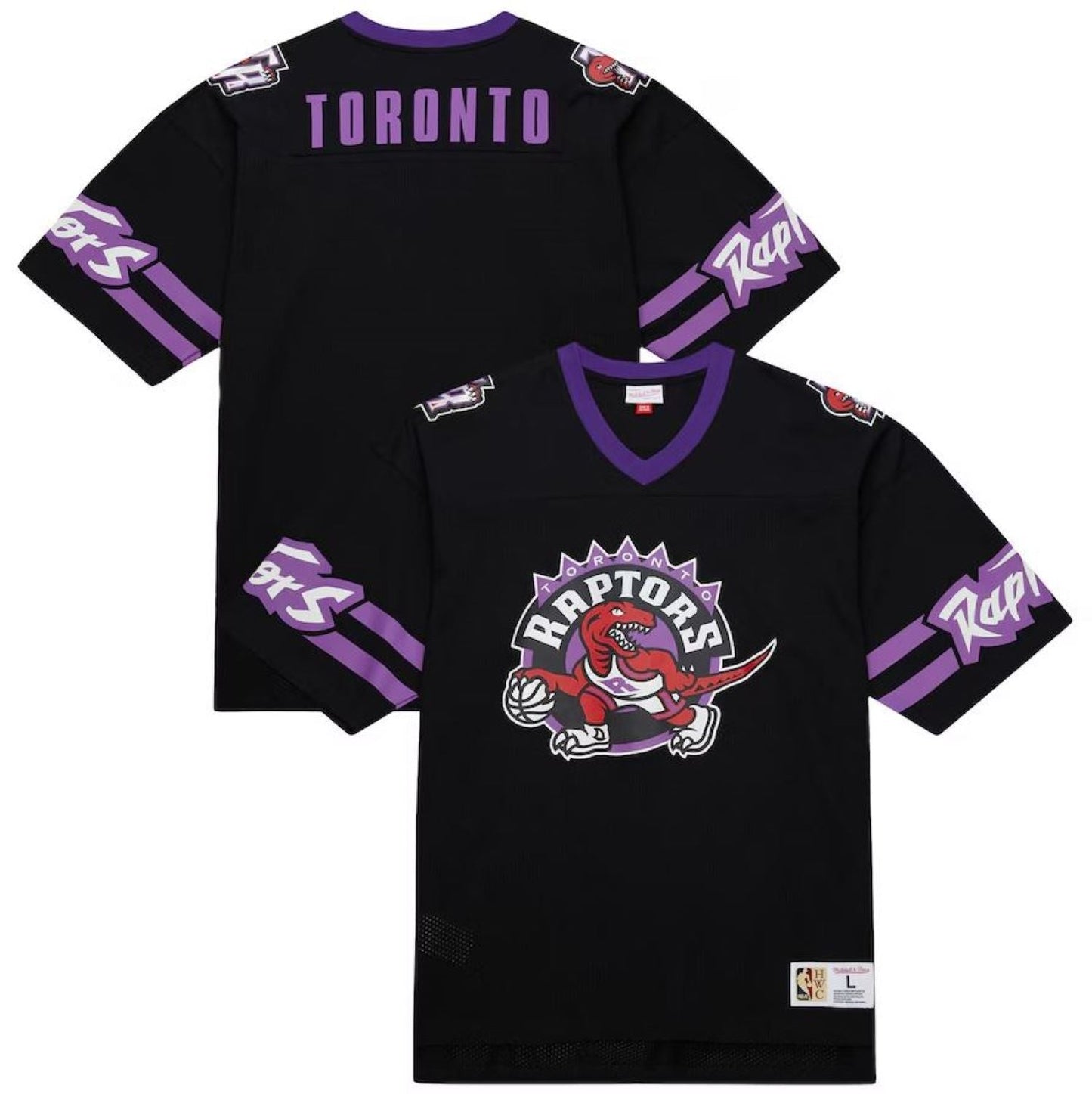 Mitchell & Ness NBA Toronto Raptors Playmaker Mesh V-Neck Top - Black