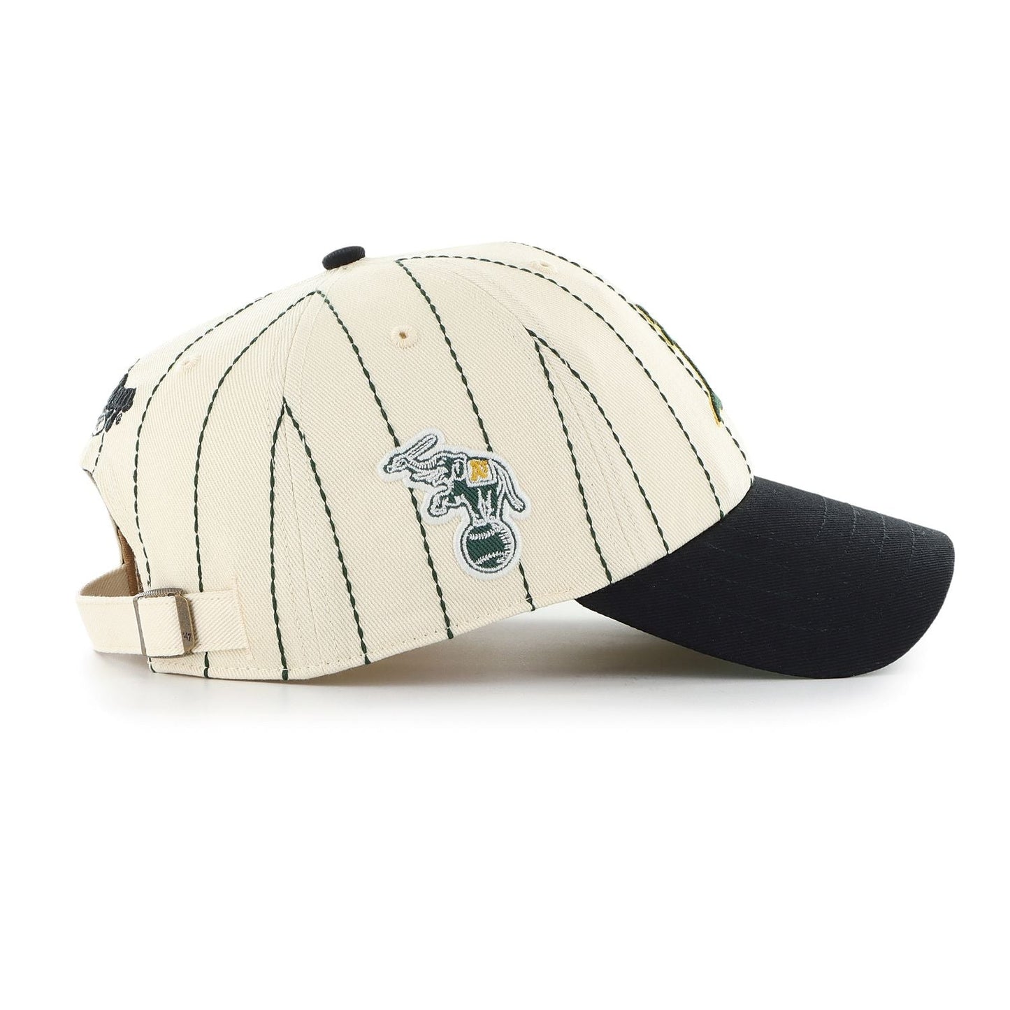 47 MLB Oakland Rawlings Pinstripe Clean Up Adjustable Snapback Hat - White/Black