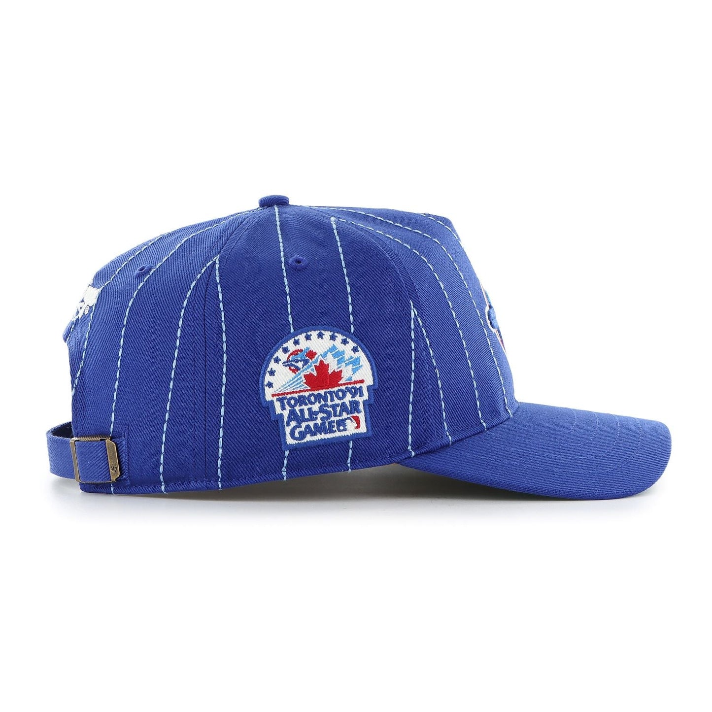 '47 MLB Toronto Blue Jays Rawlings Pinstripe Hitch Adjustable Snapback Hat - Blue