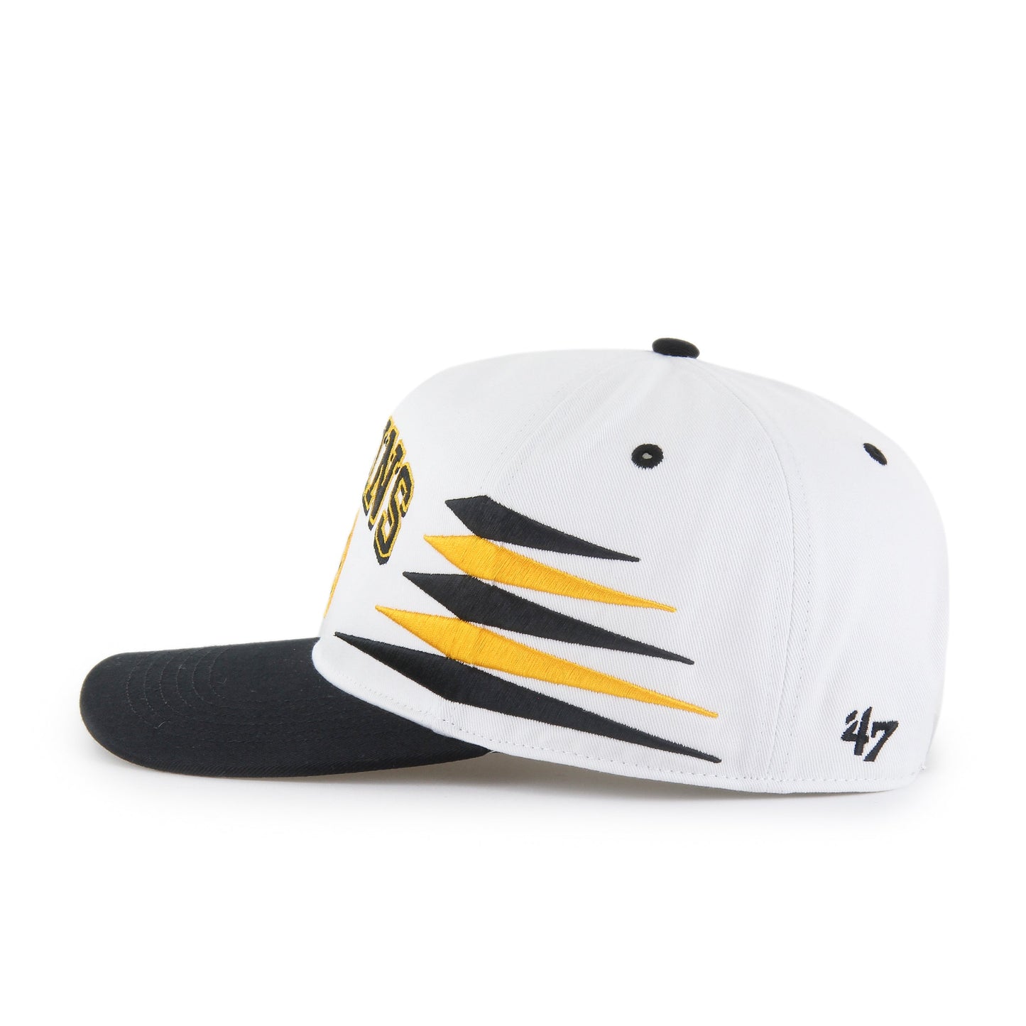 '47 NHL Hitch Boston Bruins Diamond Cut Snapback Hat - White / Black