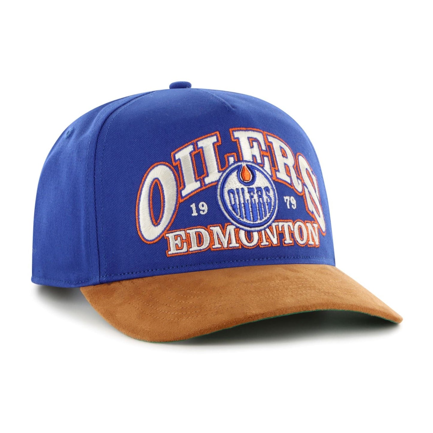 47 NHL Edmonton Oilers Break Wood Suede Two Tone Adjustable Hitch Hat - Blue/Brown