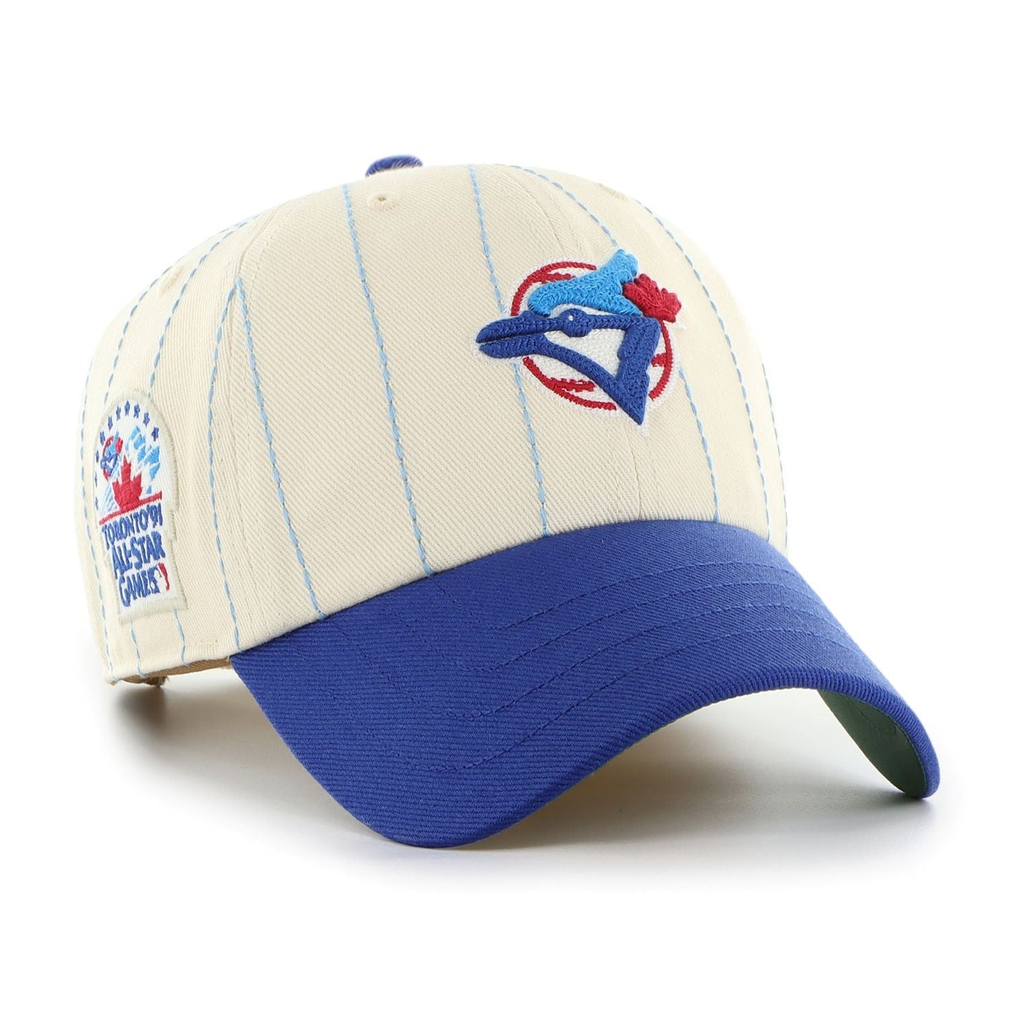 '47 MLB Toronto Blue Jays Rawlings Pinstripe Clean Up Adjustable Snapback Hat - White/Blue