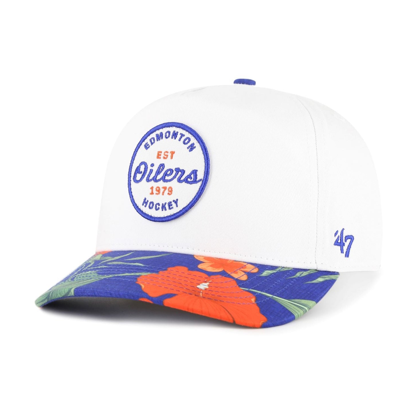 '47 NHL Edmonton Oilers Beach Side Hitch Adjustable Hat - White/Blue