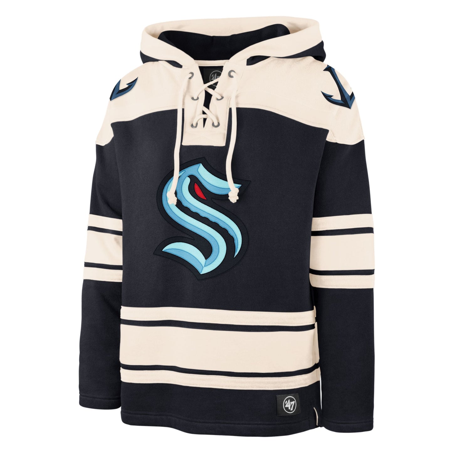 Seattle Kraken Lacer Hoodie - Navy and Cream
