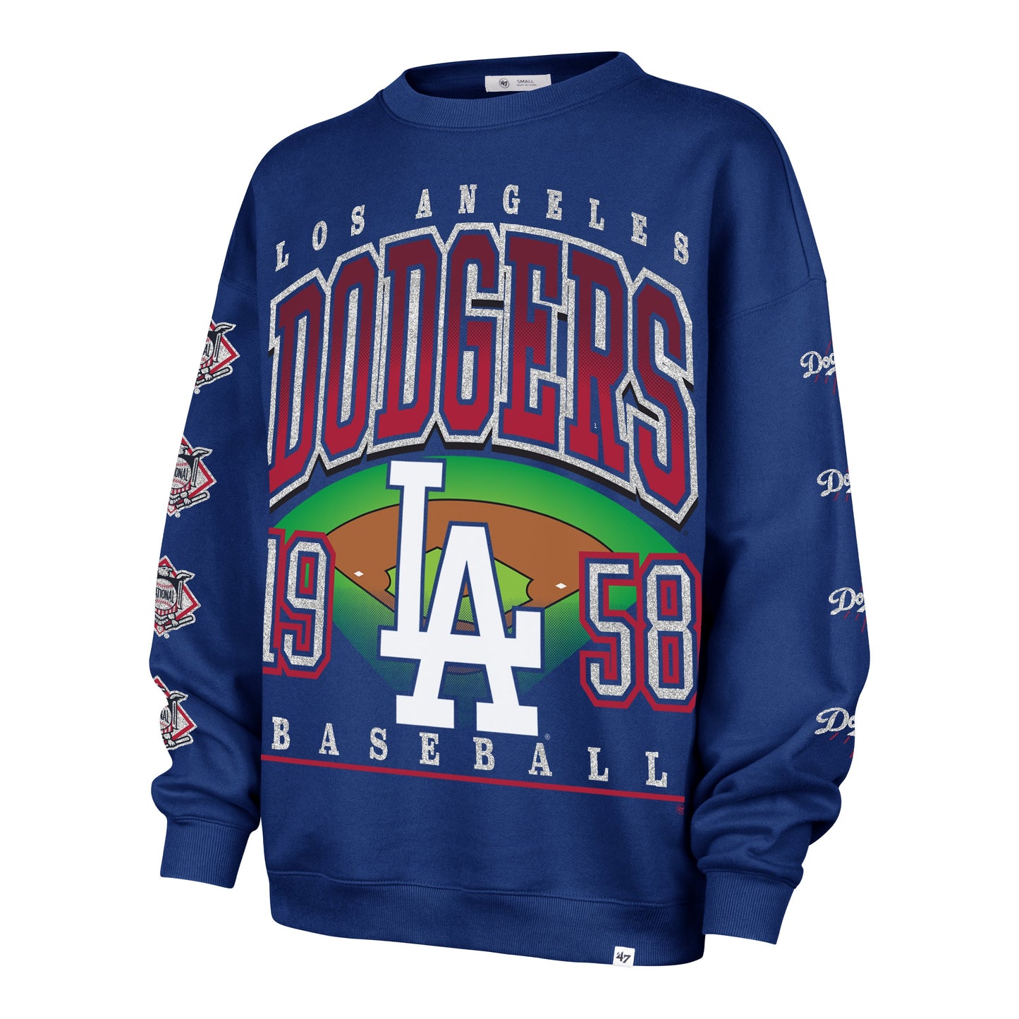 '47 MLB Women's Los Angeles Dodgers 'Go Big' Crewneck - Blue