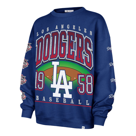 '47 MLB Women's Los Angeles Dodgers 'Go Big' Crewneck - Blue