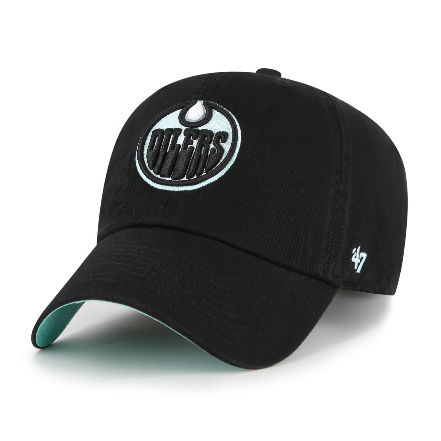 '47 NHL Edmonton Oilers Black Mint Double Under Clean Up Adjustable Hat - Black