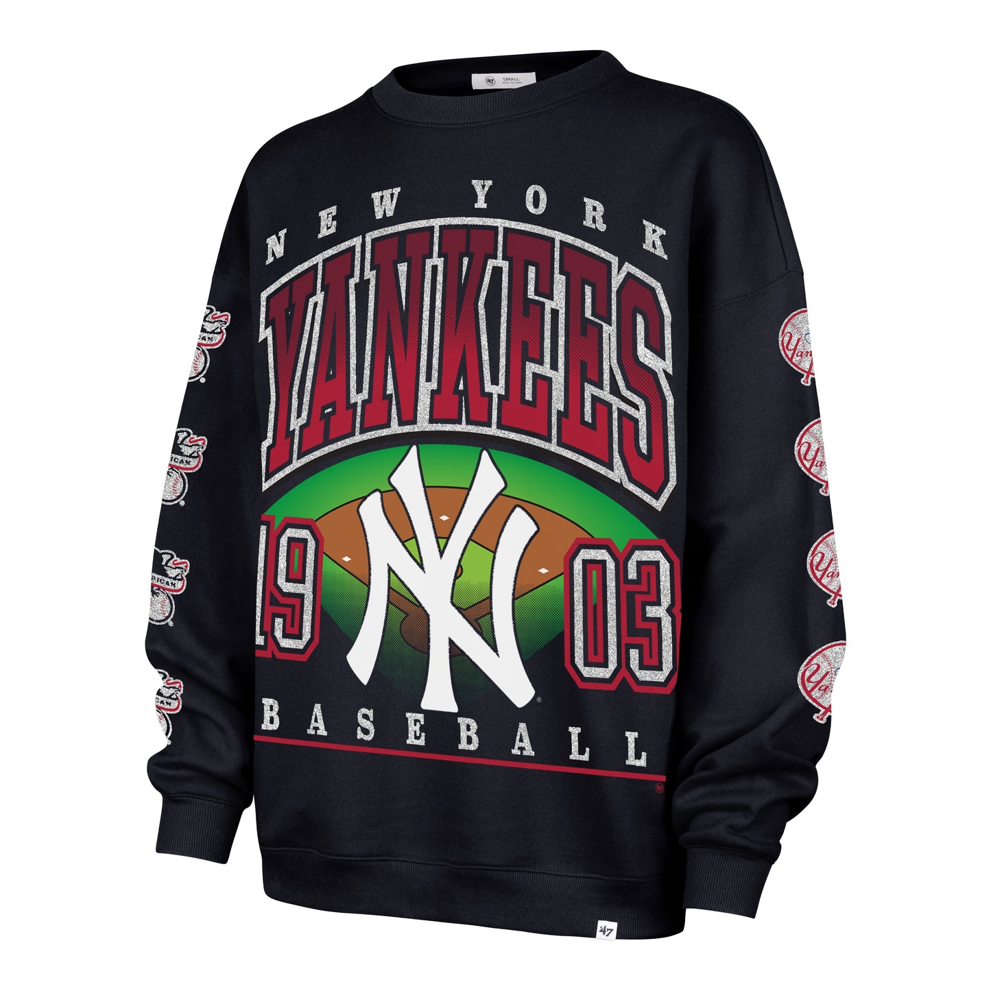'47 MLB Women's New York Yankees 'Go Big' Crewneck - Black