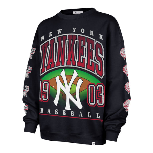 '47 MLB Women's New York Yankees 'Go Big' Crewneck - Black