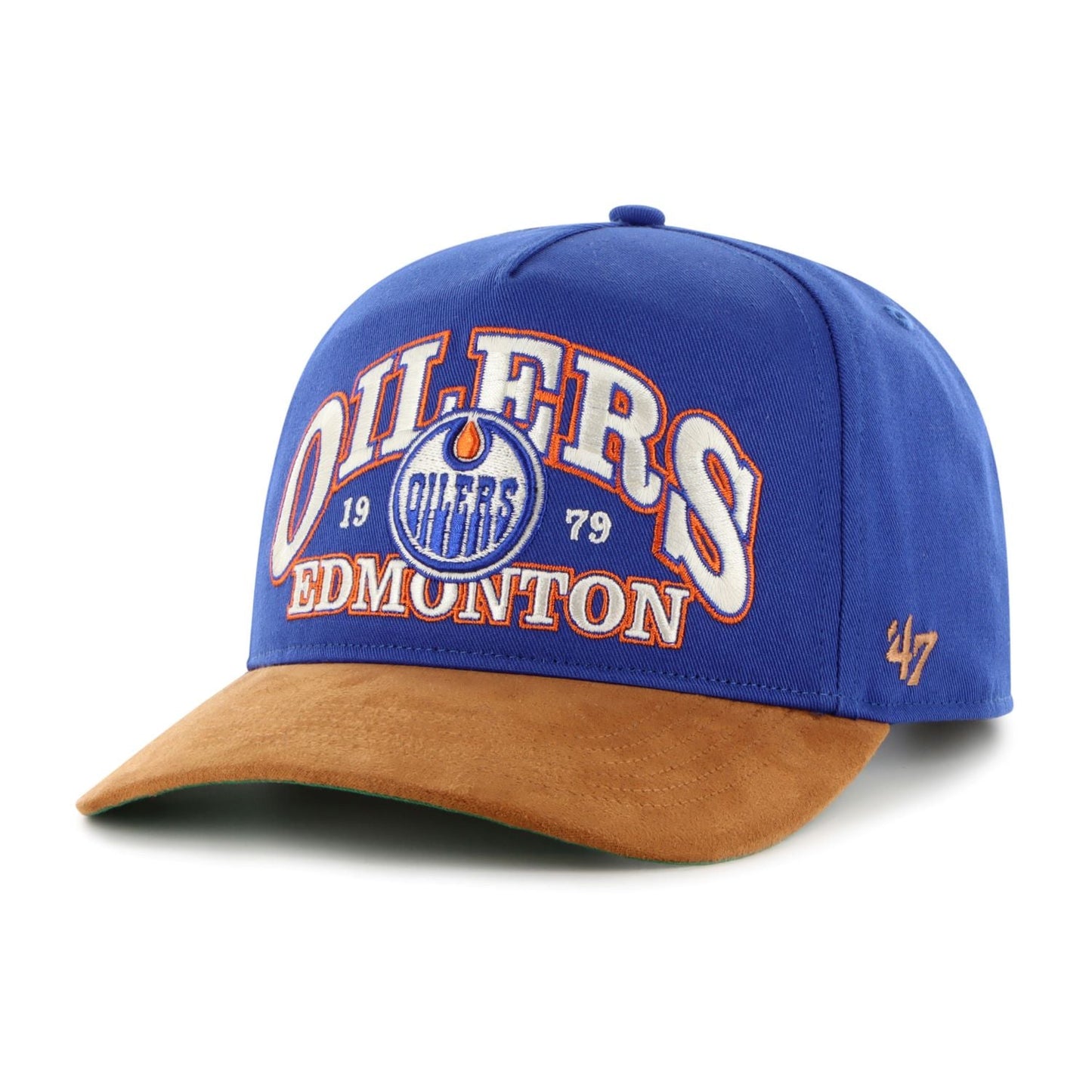 47 NHL Edmonton Oilers Break Wood Suede Two Tone Adjustable Hitch Hat - Blue/Brown