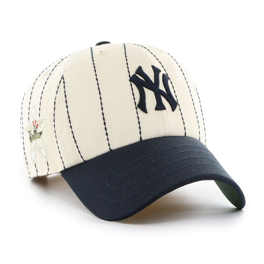 '47 MLB New York Yankees Rawlings Pinstripe Clean Up Adjustable Snapback Hat - White/Navy