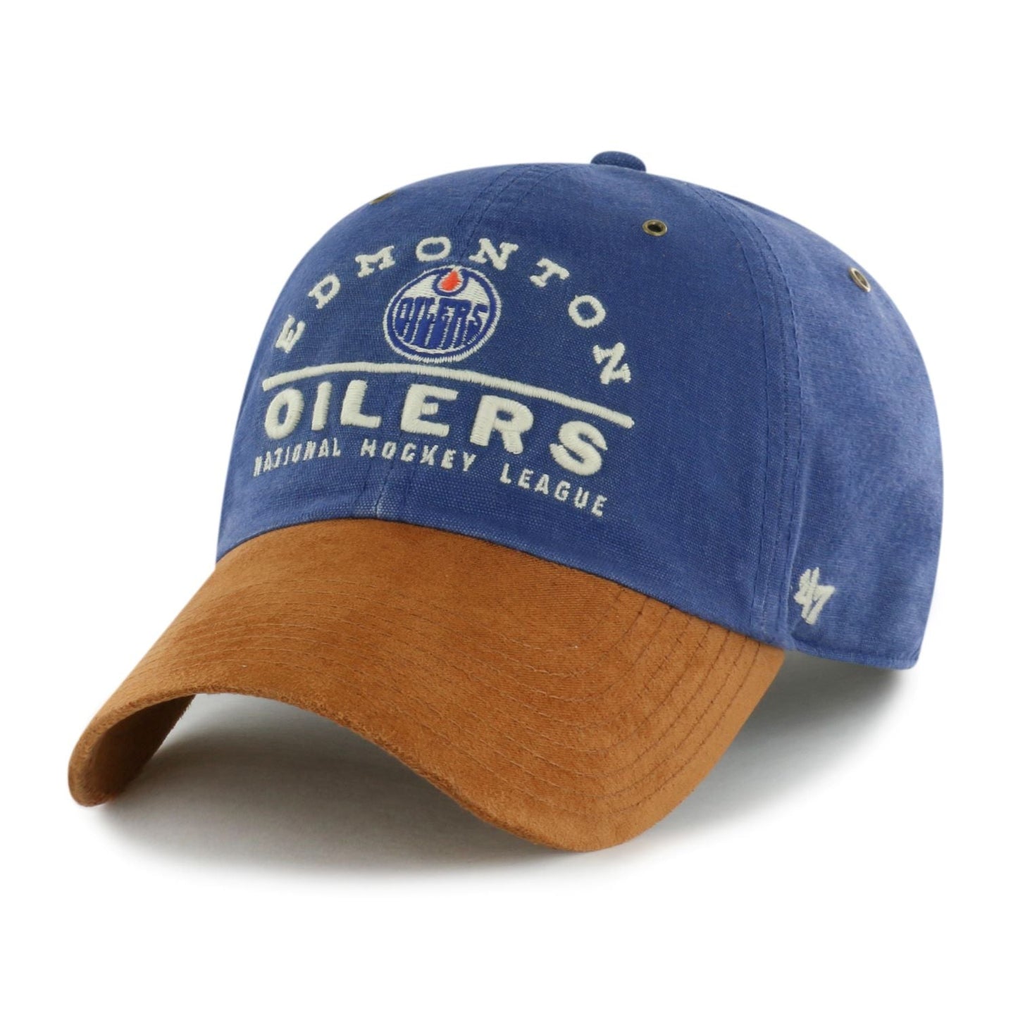 Blue and brown baseball cap with 'Toronto Maple Leafs' text on a white background