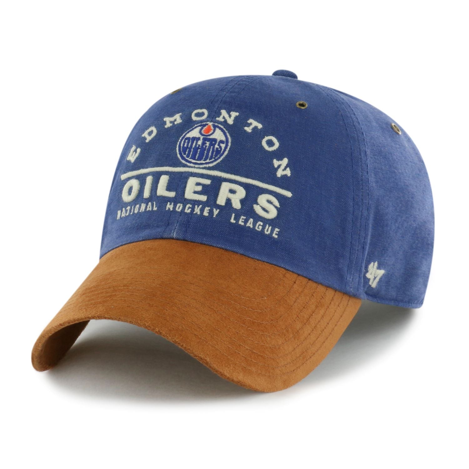 Blue and brown baseball cap with 'Toronto Maple Leafs' text on a white background