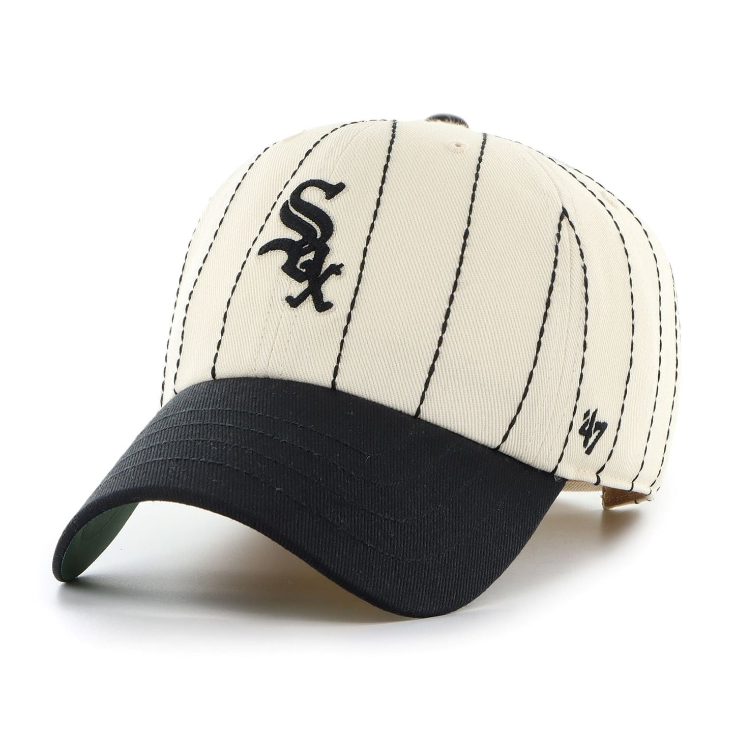 '47 MLB Chicago Cubs Rawlings Pinstripe Clean Up Adjustable Snapback Hat - White/Black