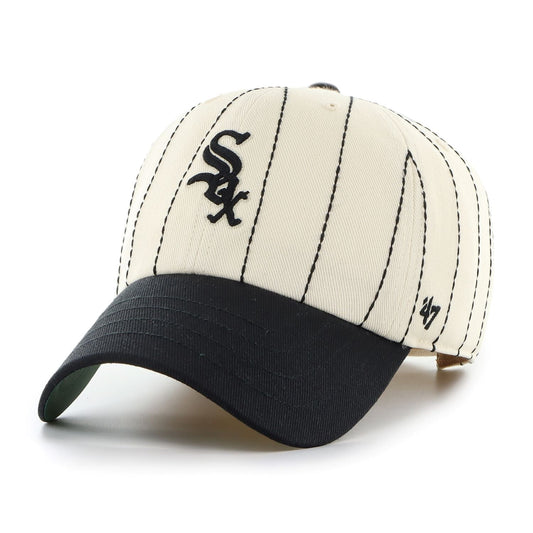 '47 MLB Chicago Cubs Rawlings Pinstripe Clean Up Adjustable Snapback Hat - White/Black