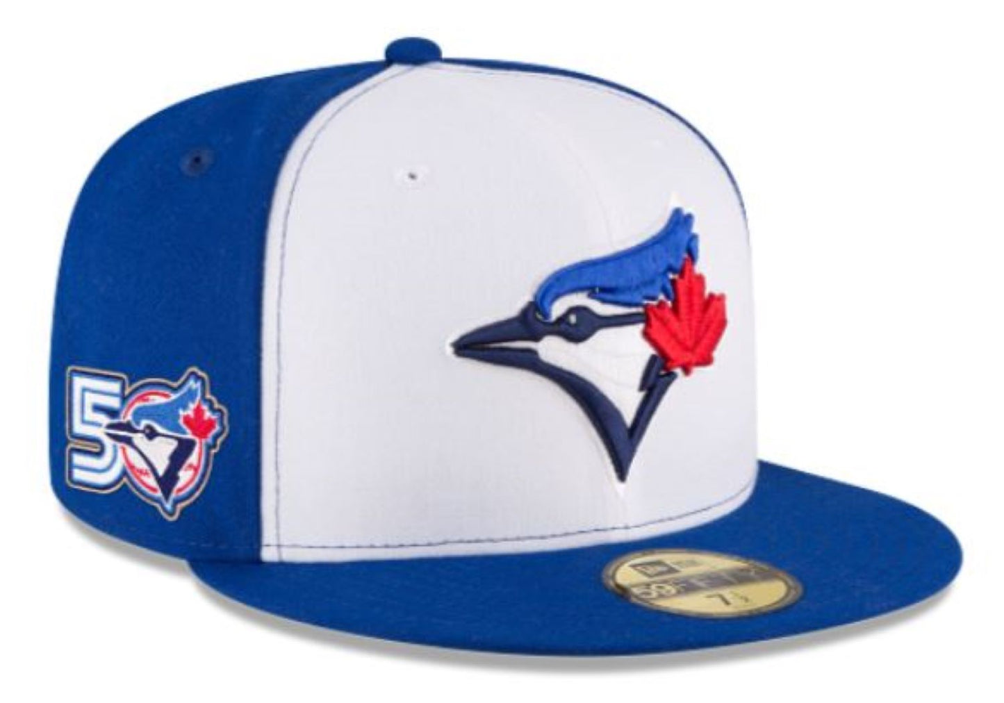 New Era 59FIFTY MLB Toronto Blue Jays 50th Anniversary Side Patch Authentic Collection Fitted Hat - Royal Blue/White