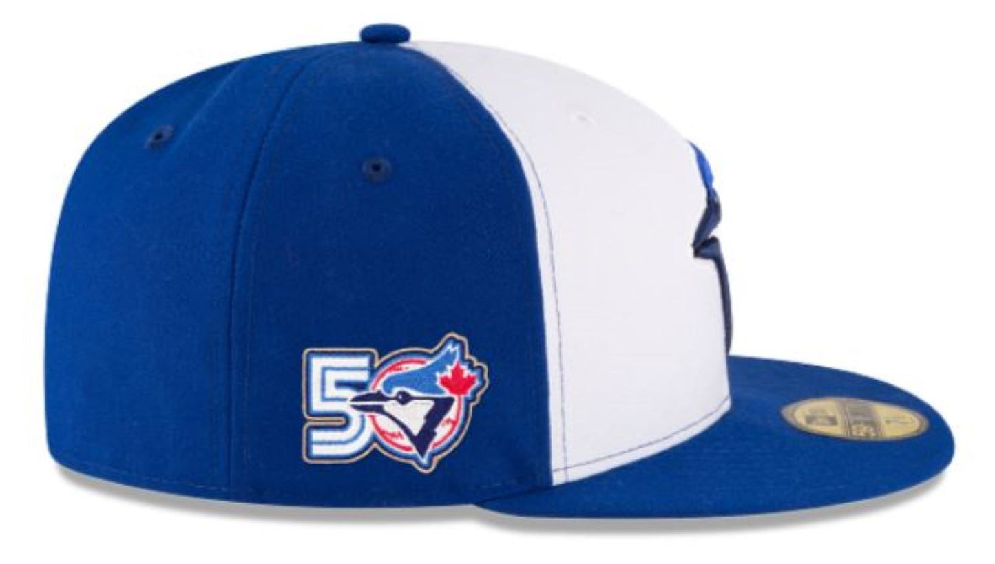 New Era 59FIFTY MLB Toronto Blue Jays 50th Anniversary Side Patch Authentic Collection Fitted Hat - Royal Blue/White