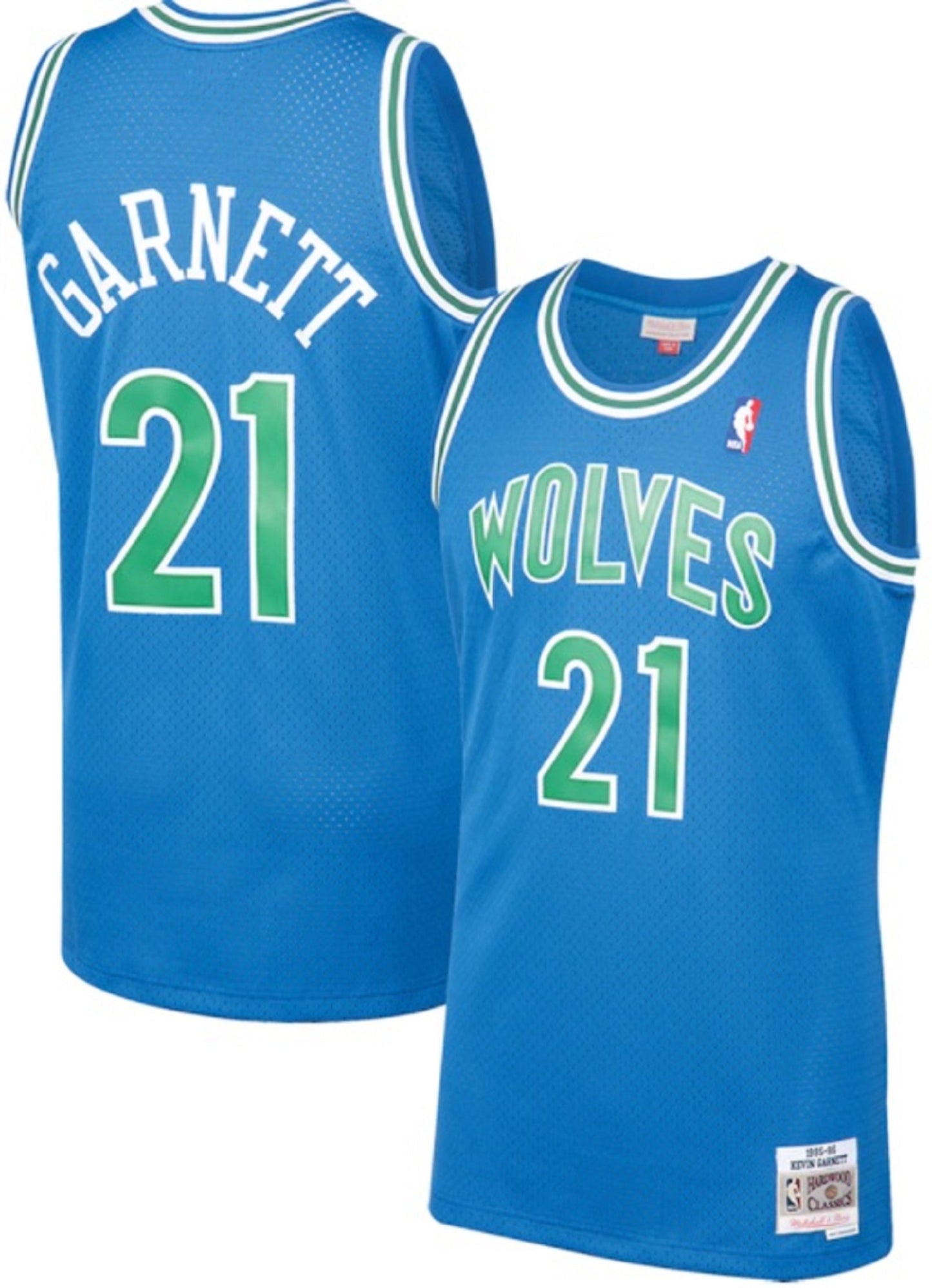 Minnesota Timberwolves Kevin Garnett #21 Hardwood Classics 1995 Swingman Jersey by Mitchell & Ness - Blue/Green
