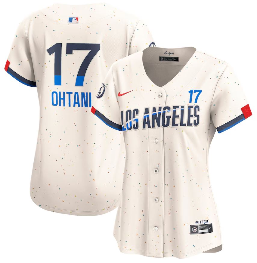 Baseball jersey with number 17, name 'Ohtani', and 'Los Angeles' text on a white background
