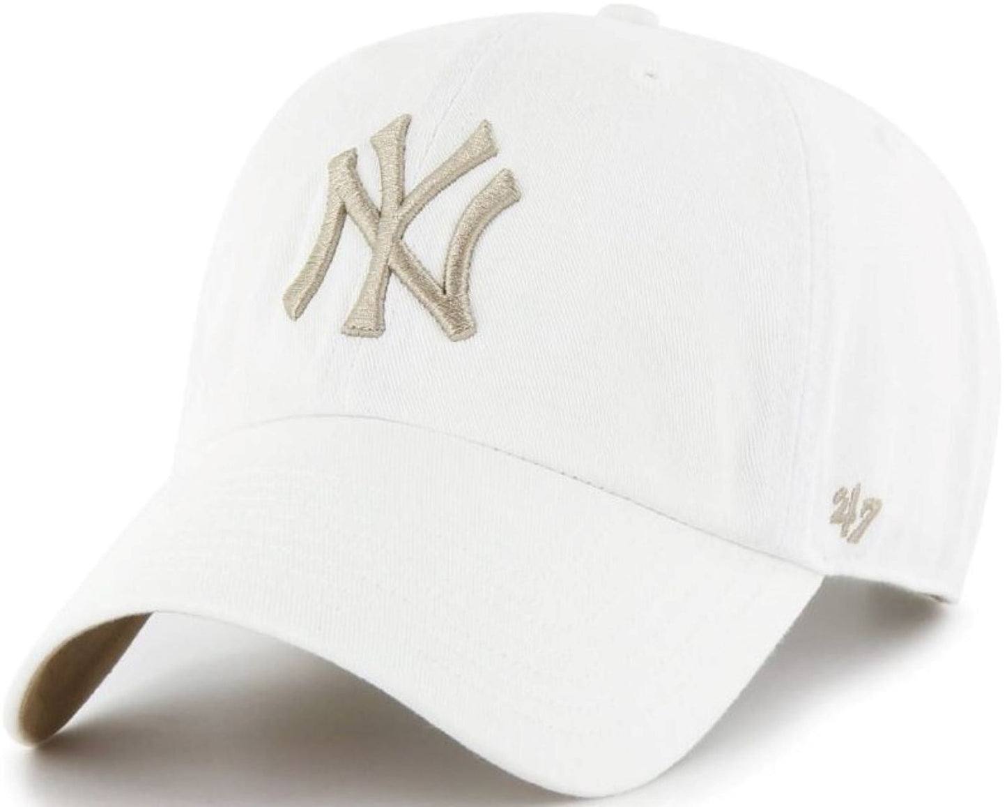 47 New York Yankees White Noise Logo Clean Up Adjustable Cap - White/Khaki