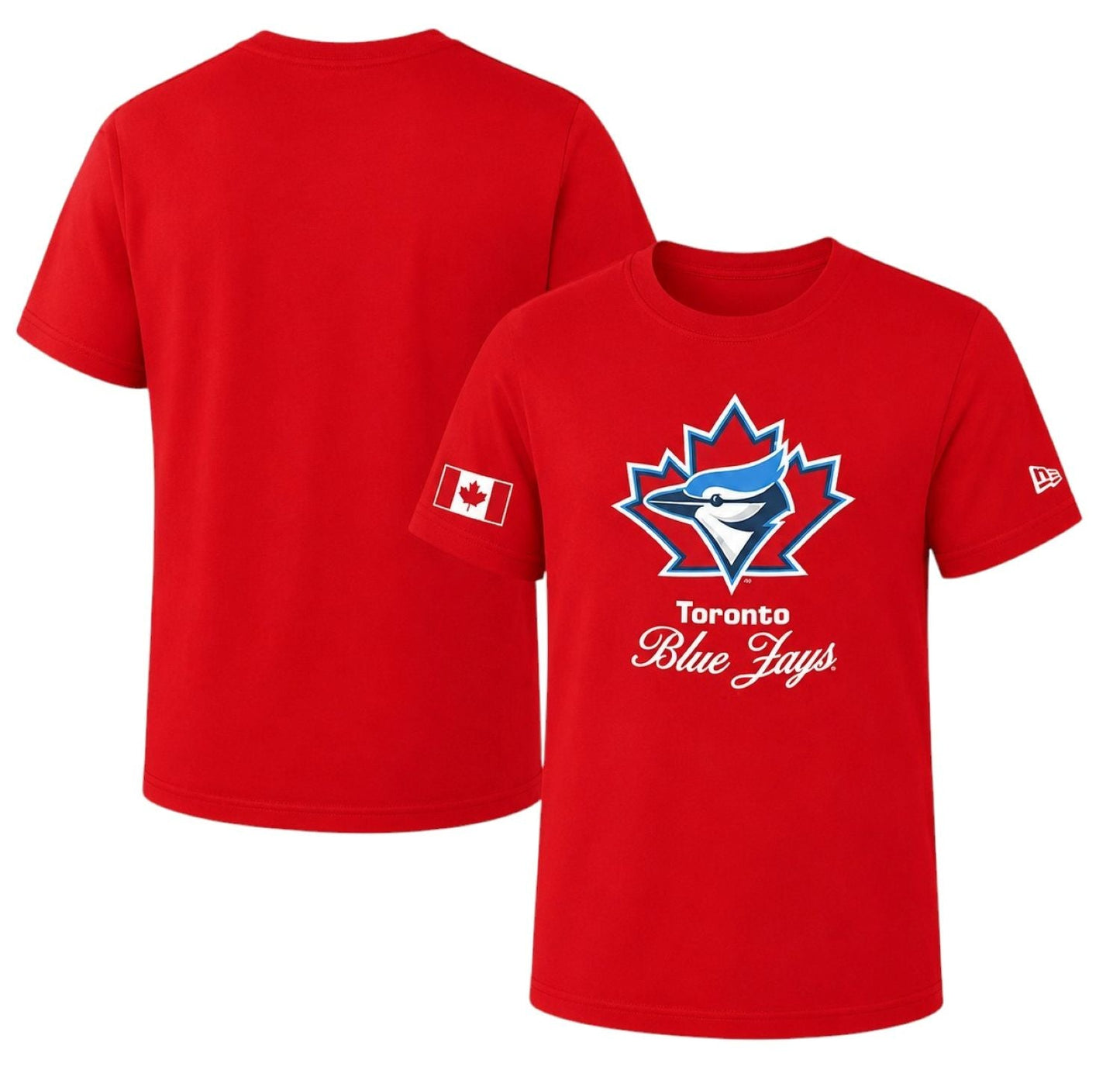 New Era MLB Kids & Youth Toronto Blue Jays Cooperstown Canada Day 2026 T-Shirts - Red & Blue